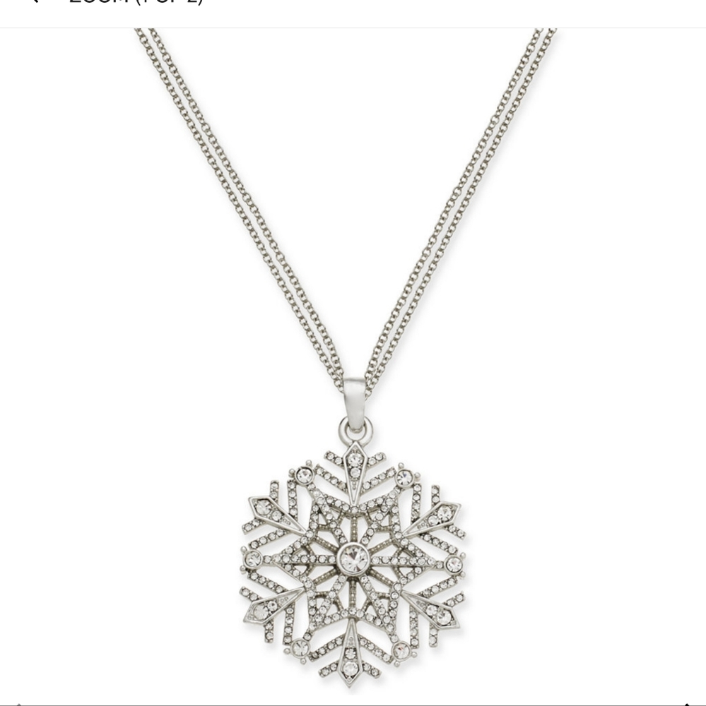 Holiday Lane Silver-Tone Crystal Snowflake 36" Pendant Necklace